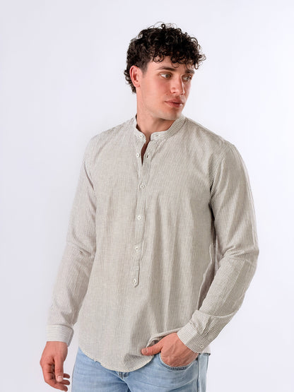 Camisa Serafino de micro-rayas