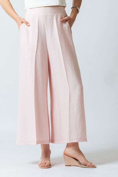 Pantalones anchos al tobillo mezcla de lino