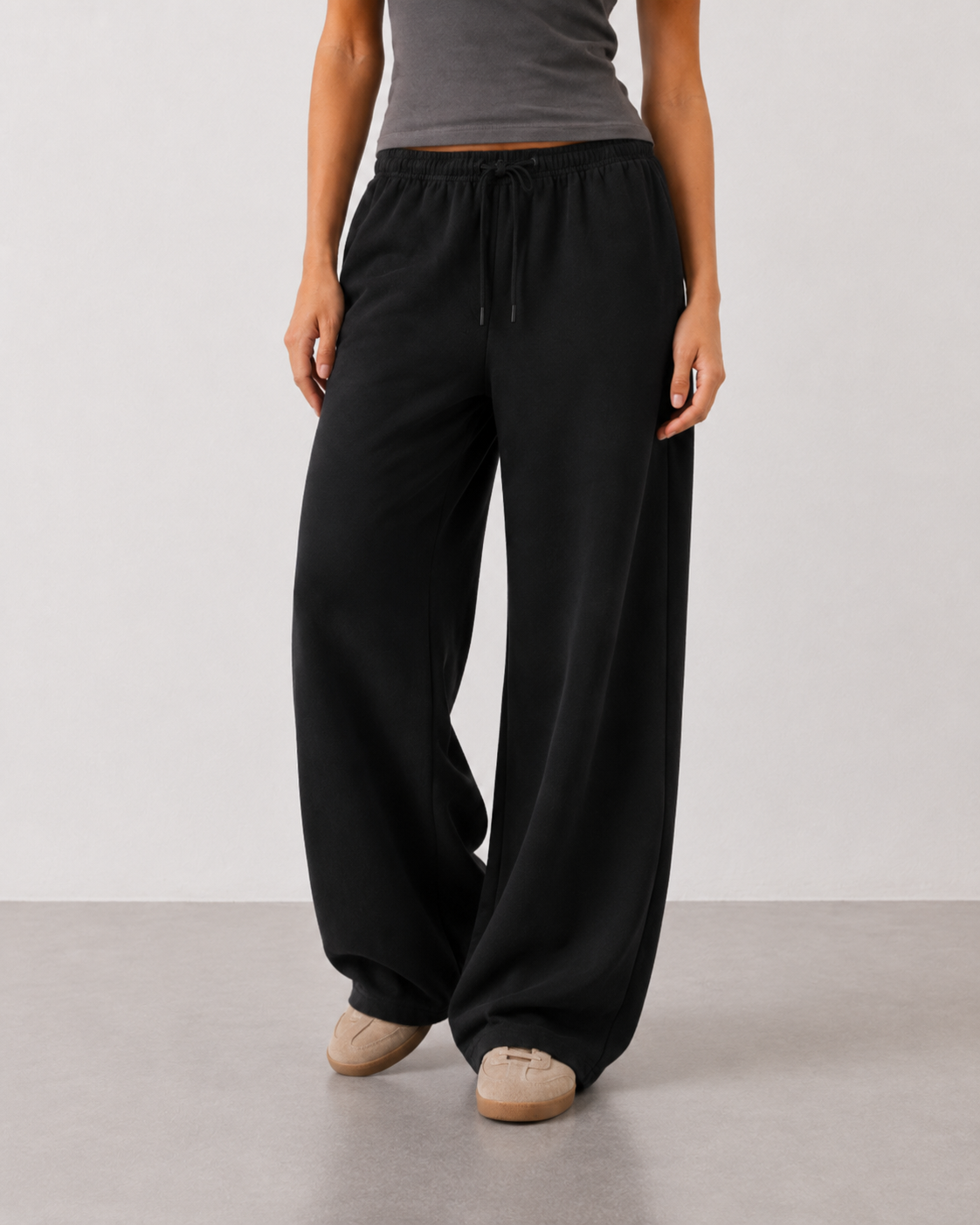 Pantalón jogger de pierna ancha con cordón minimal