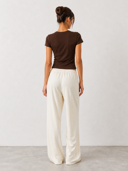 Pantalón jogger de pierna ancha con cordón minimal