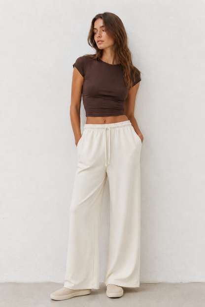 Pantalón jogger de pierna ancha con cordón minimal