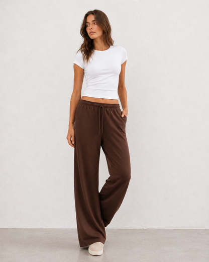 Pantalón jogger de pierna ancha con cordón minimal
