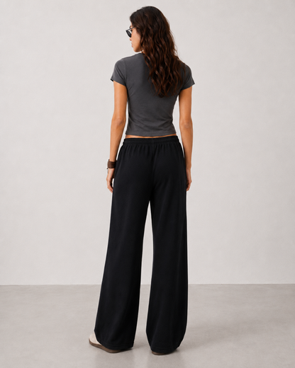 Pantalón jogger de pierna ancha con cordón minimal