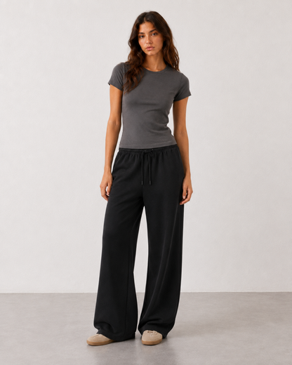Pantalón jogger de pierna ancha con cordón minimal