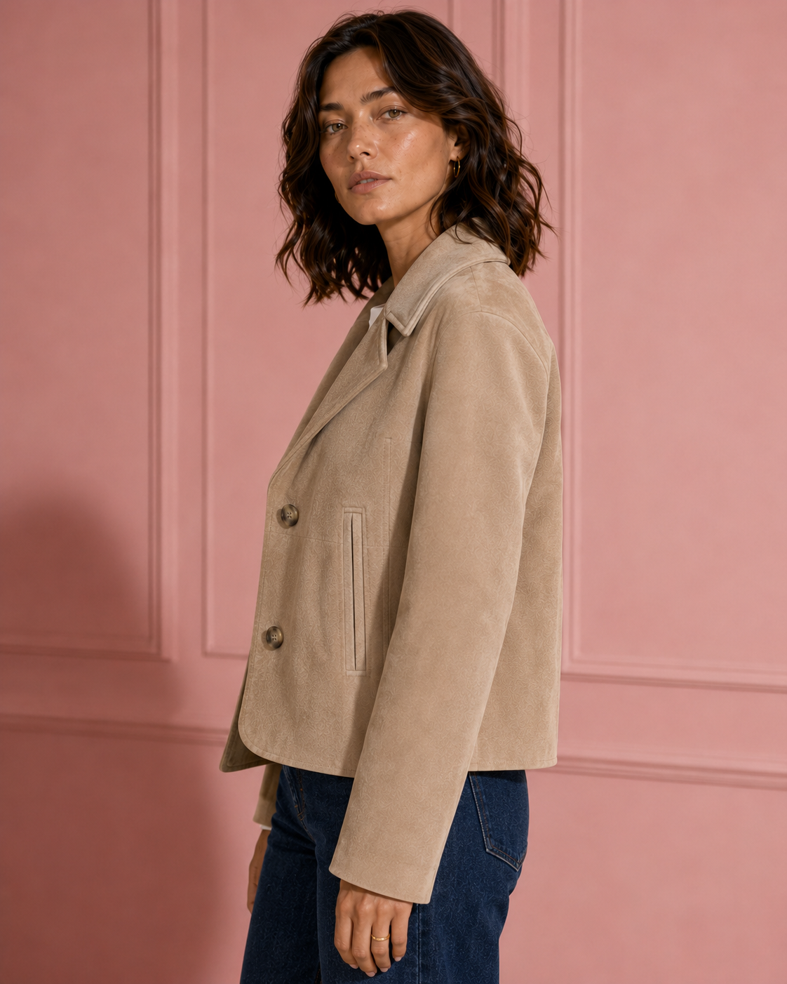 Chaqueta cruzada efecto ante