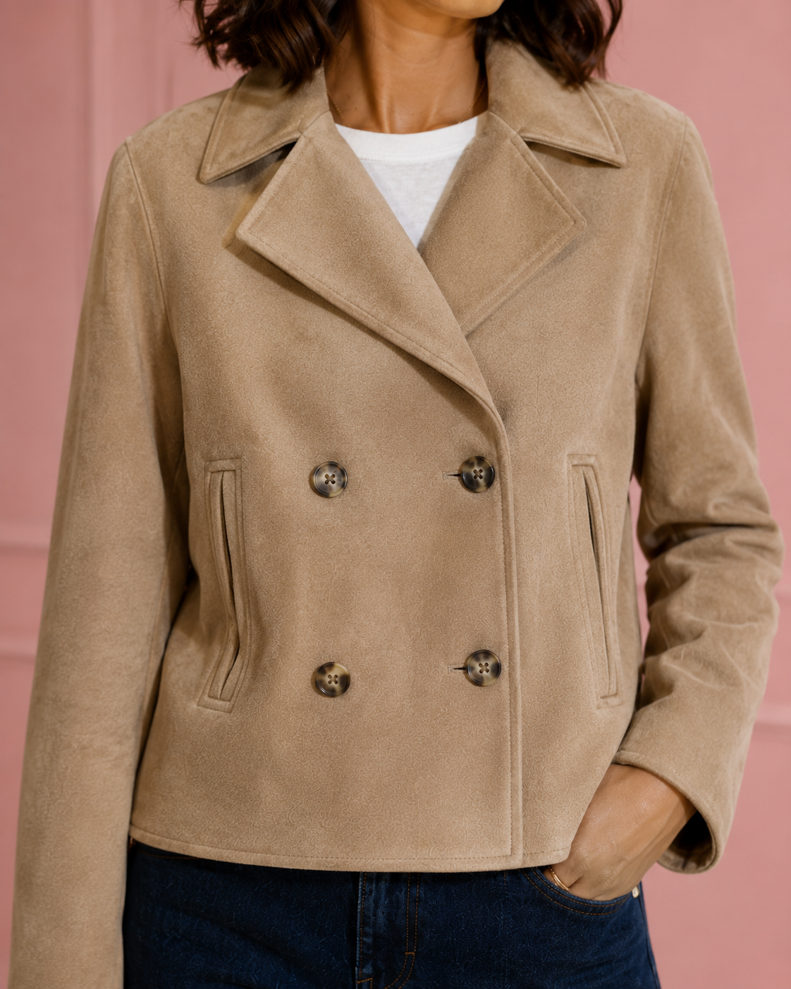 Chaqueta cruzada efecto ante