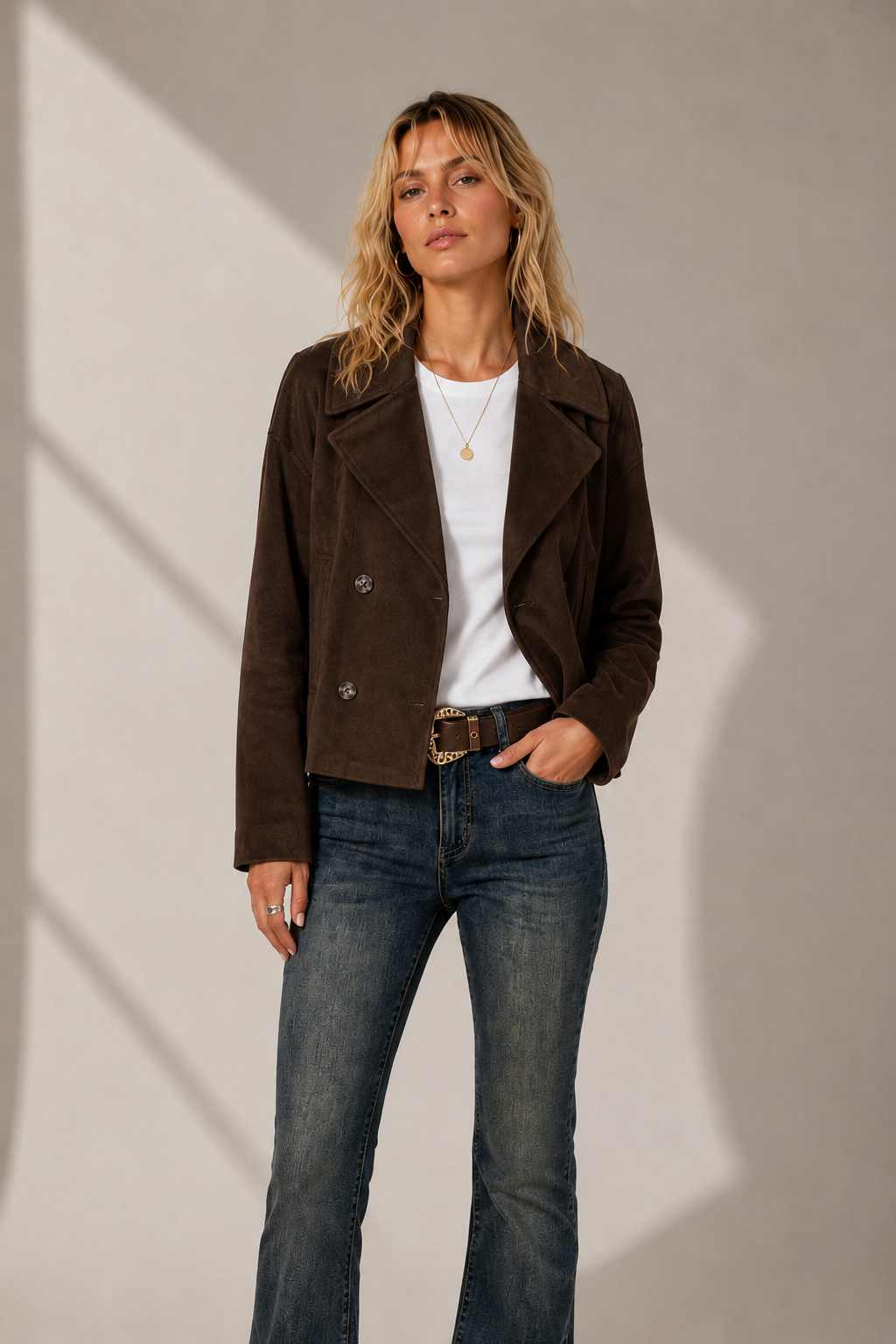 Chaqueta cruzada efecto ante