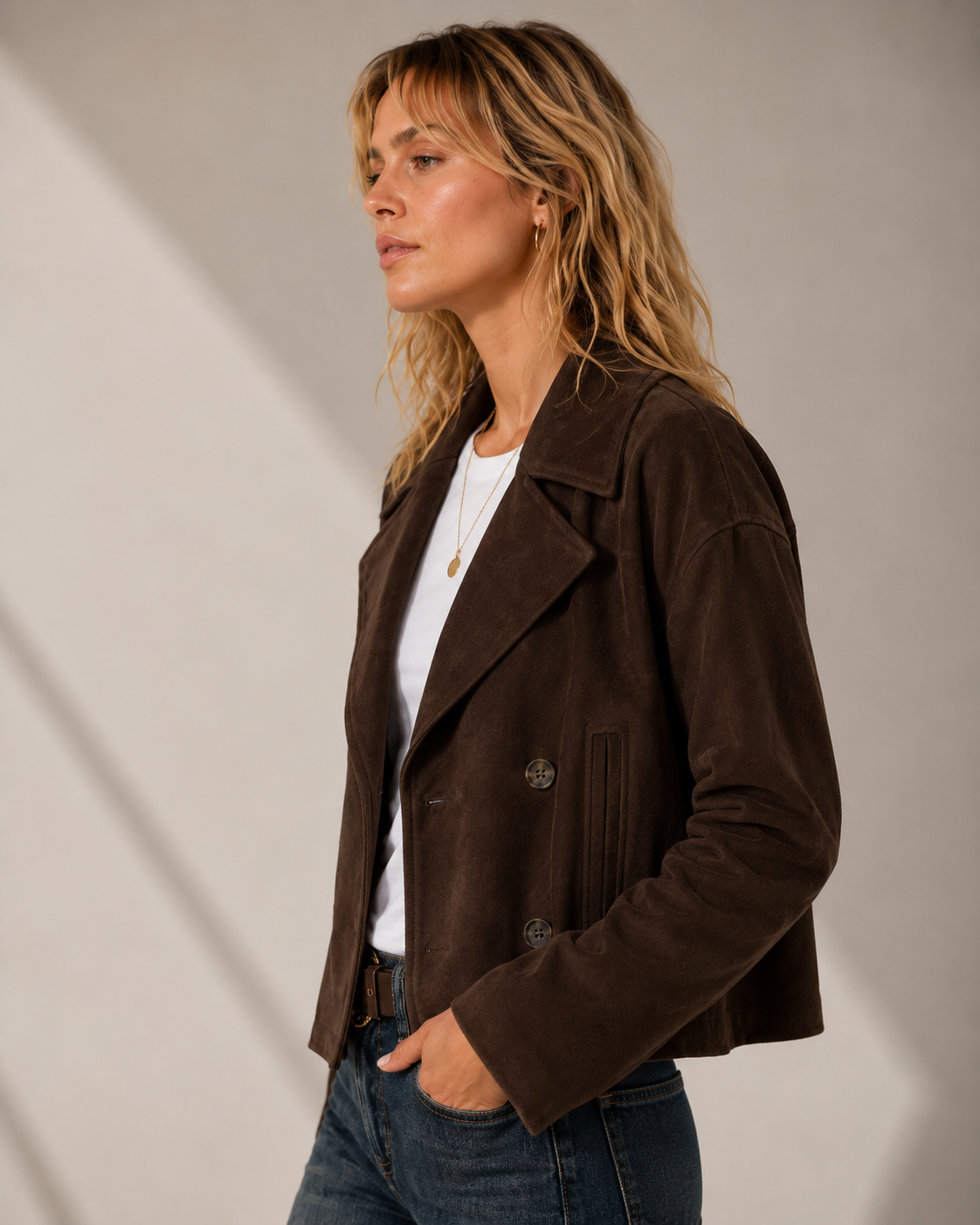 Chaqueta cruzada efecto ante