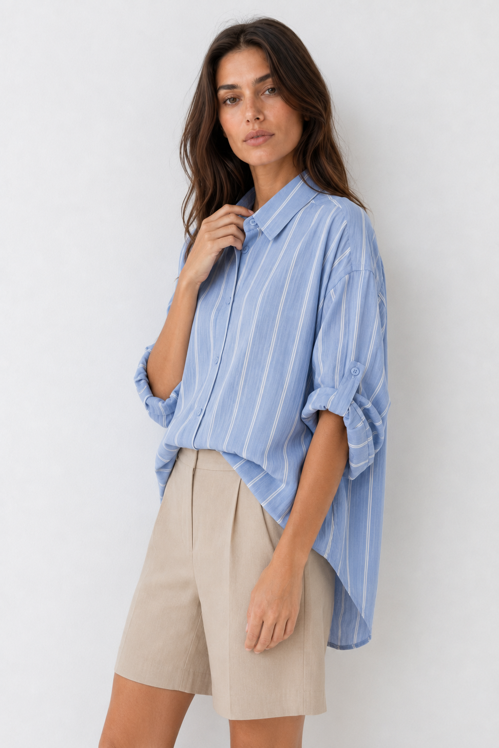 Camisa oversize de rayas finas