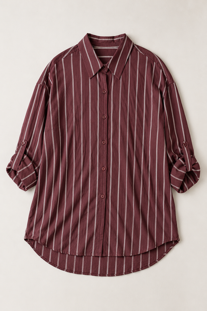 Camisa oversize de rayas finas
