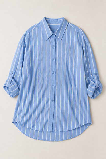 Camisa oversize de rayas finas
