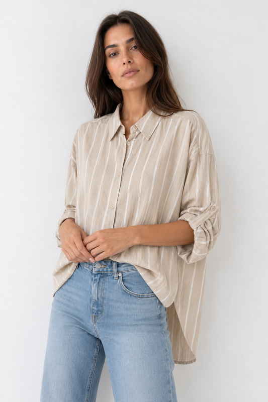 Camisa oversize de rayas finas