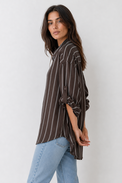 Camisa oversize de rayas finas