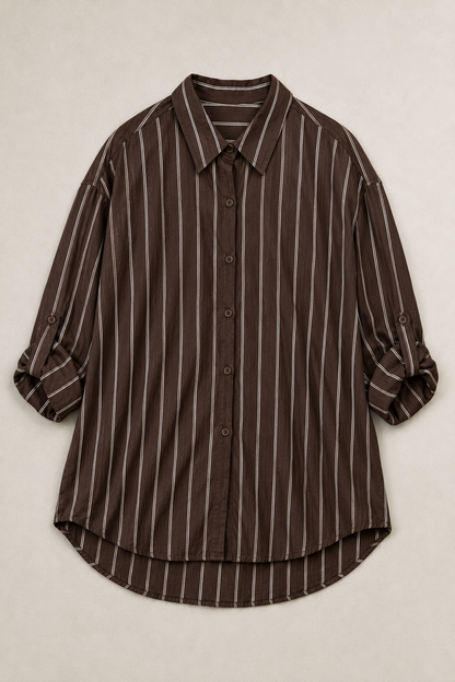 Camisa oversize de rayas finas