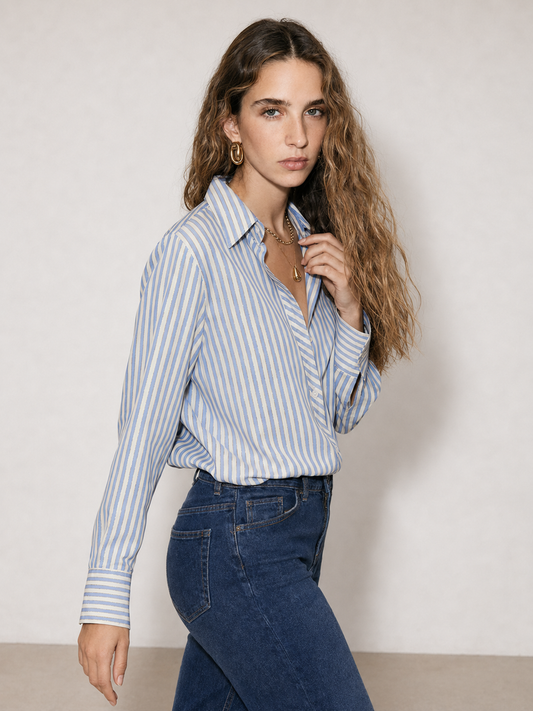 Camisa con hilo de lúrex dorado