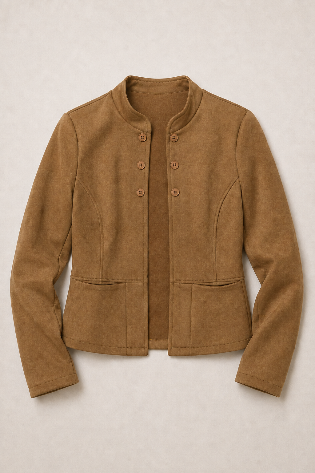 Chaqueta efecto ante con cuello coreano