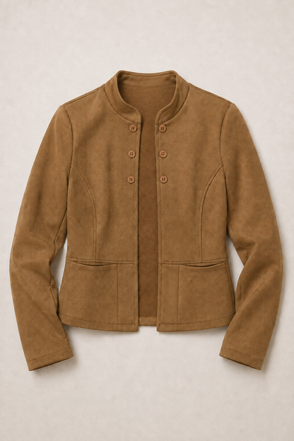 Chaqueta efecto ante con cuello coreano