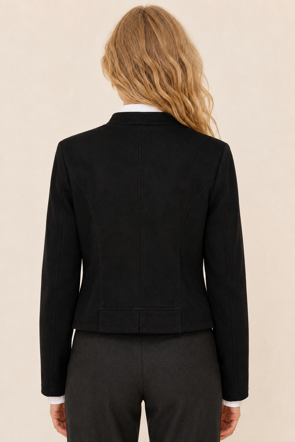 Chaqueta efecto ante con cuello coreano