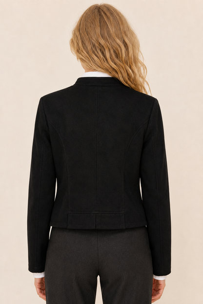 Chaqueta efecto ante con cuello coreano