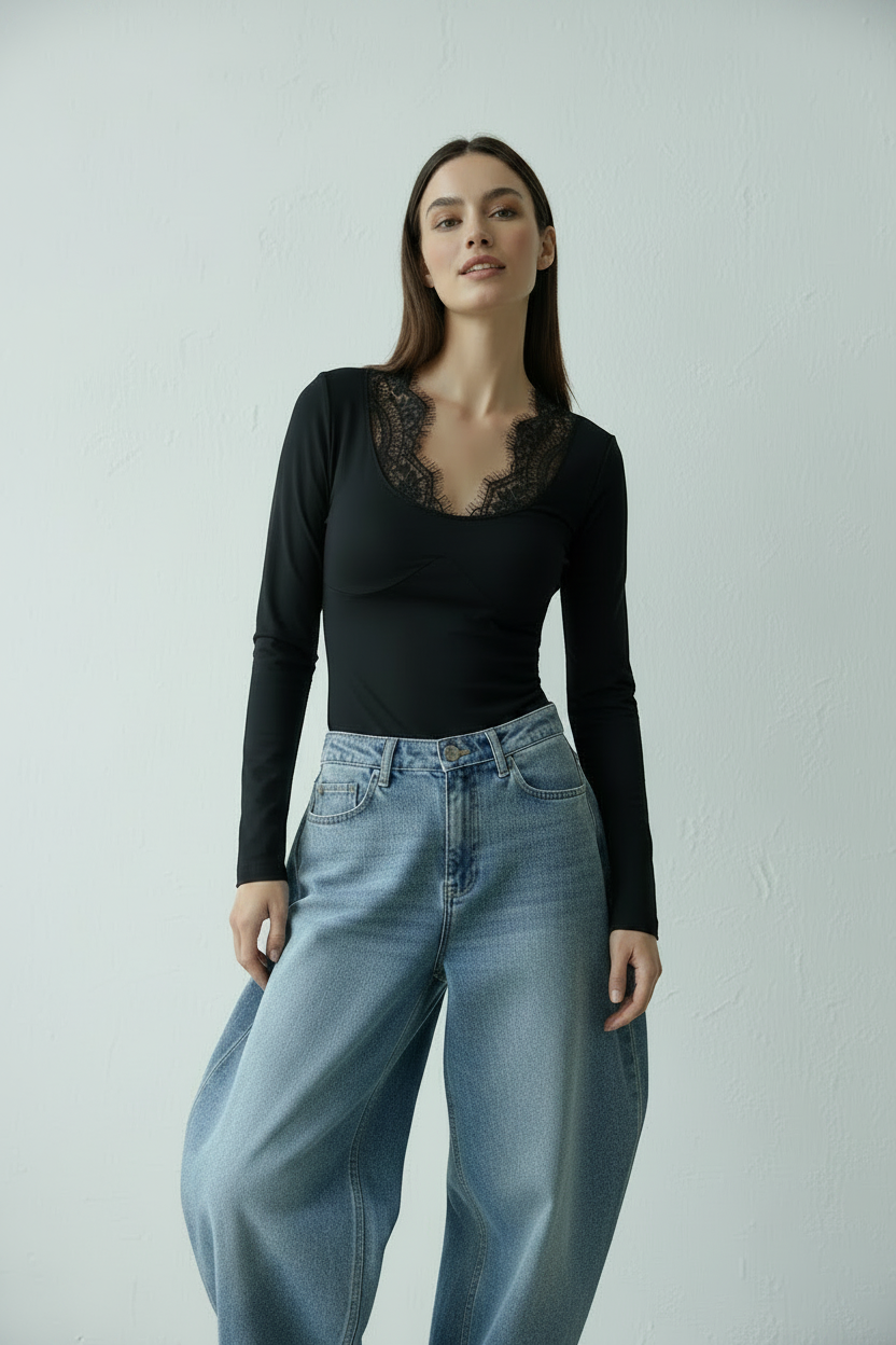 Jersey con detalles de encaje