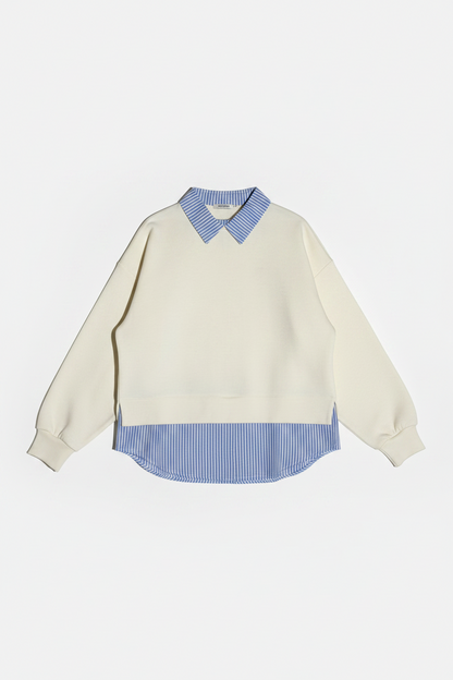 Jersey con inserto de camisa a rayas