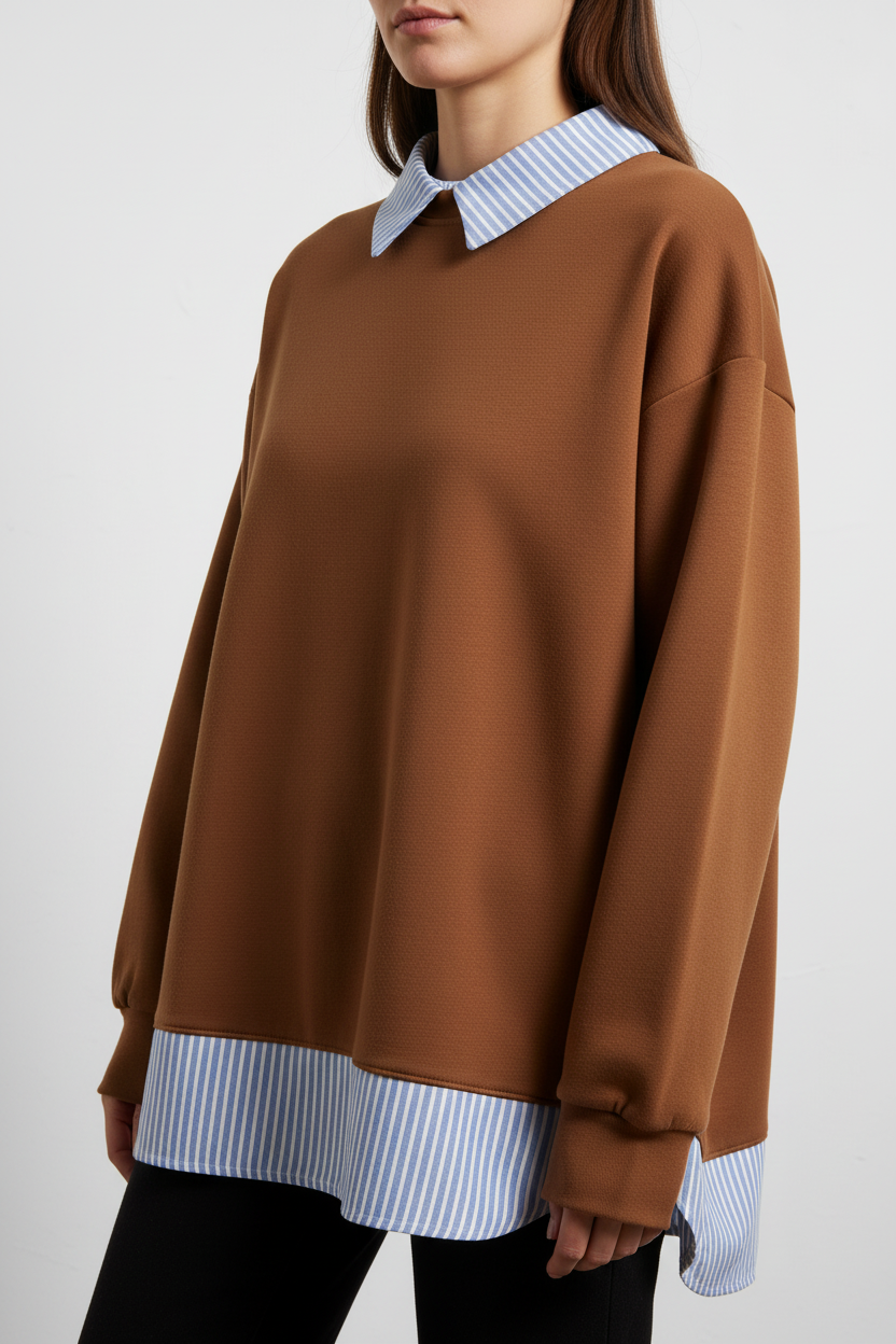 Jersey con inserto de camisa a rayas