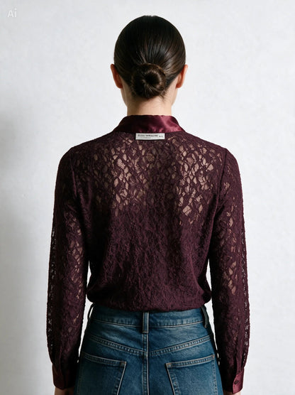 Camisa Nouvelle de encaje y raso