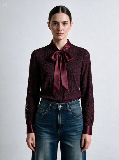 Camisa Nouvelle de encaje y raso