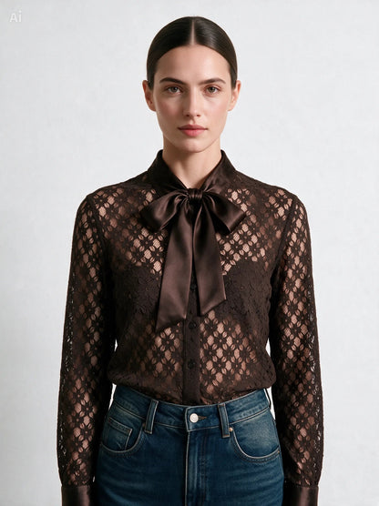 Camisa Nouvelle de encaje y raso