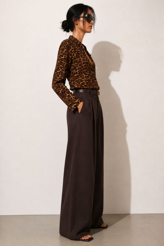 Pantalón de pierna ancha modelo palazzo