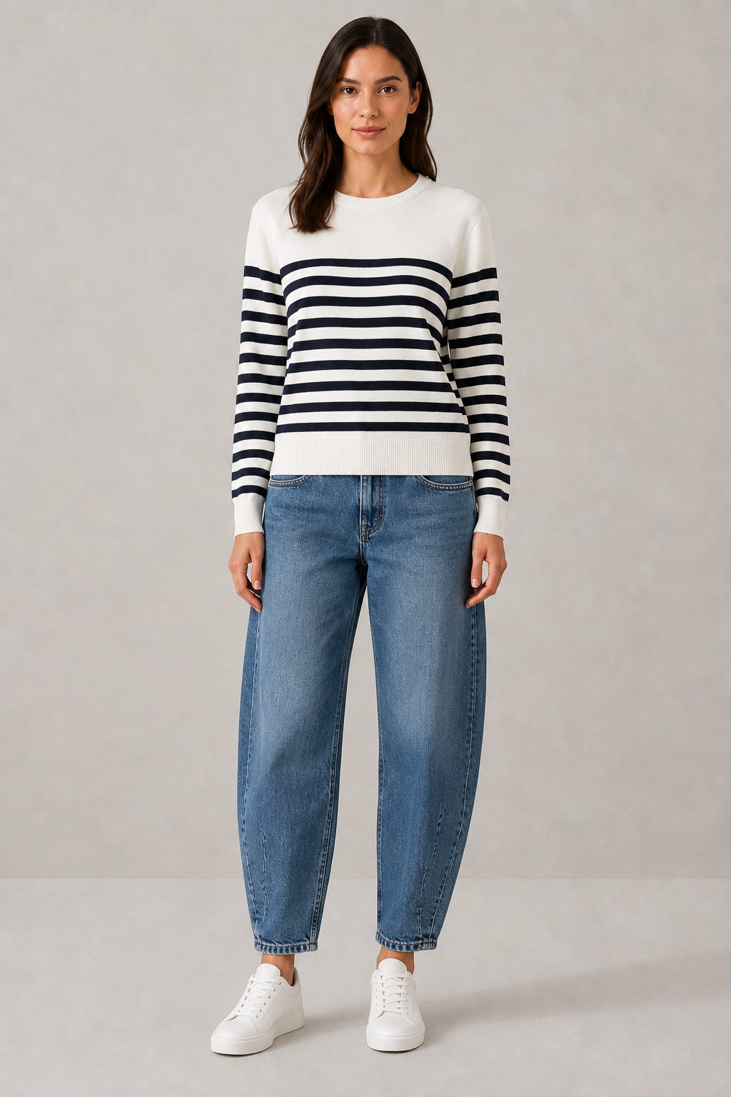 Jersey Paris de cuello redondo a rayas