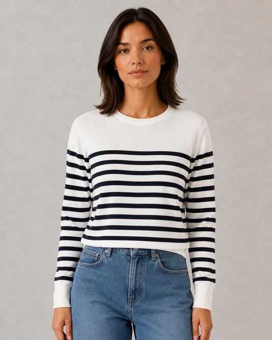 Jersey Paris de cuello redondo a rayas