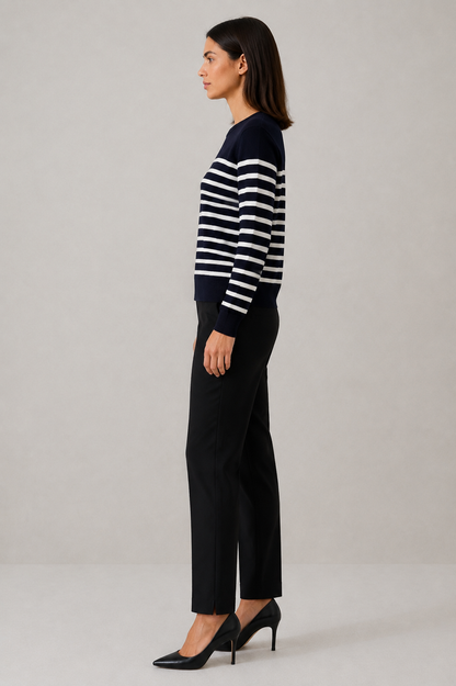 Jersey Paris de cuello redondo a rayas