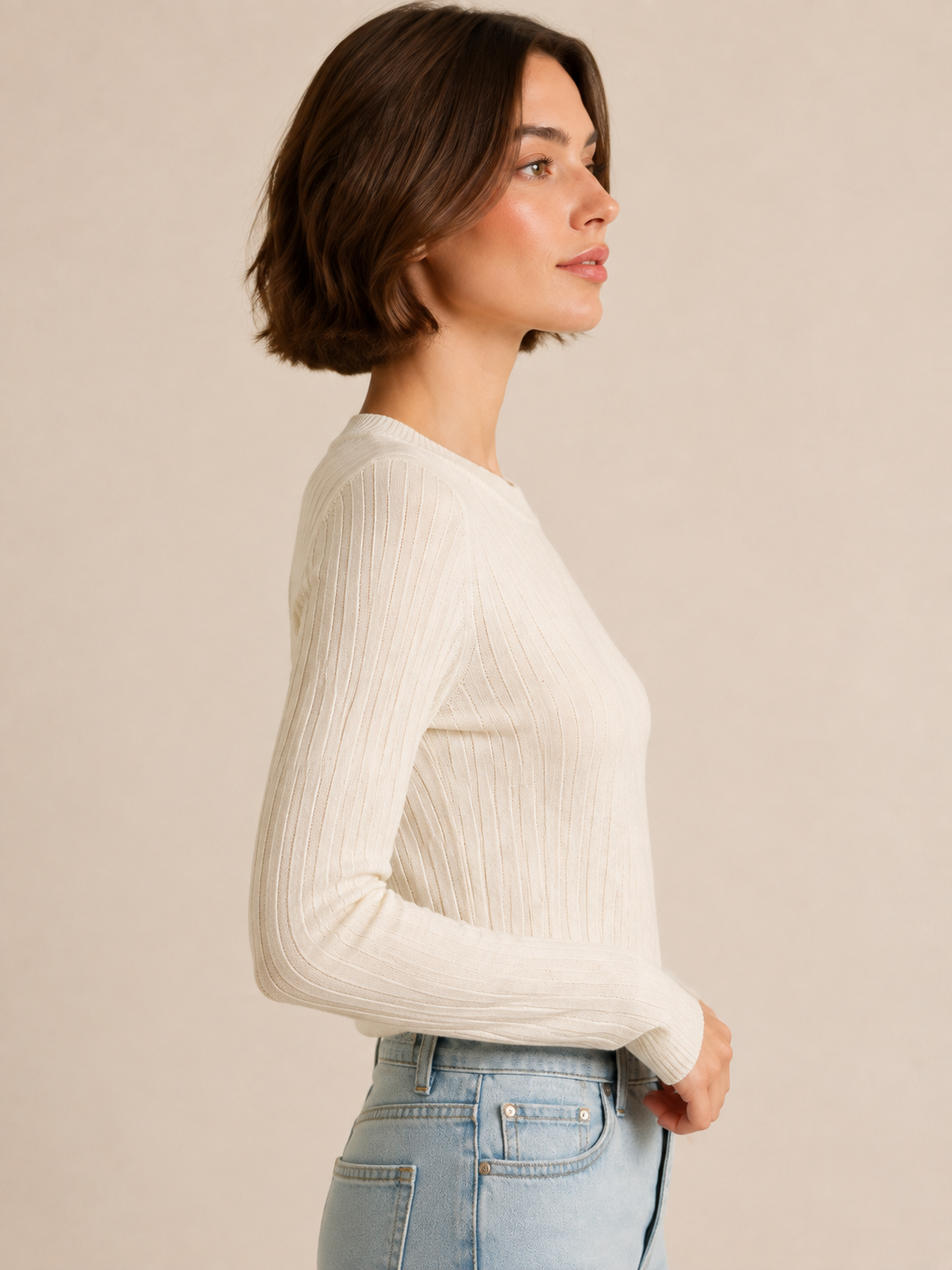 Jersey de cuello redondo con hilo lúrex