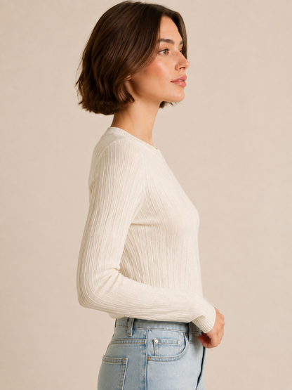 Jersey de cuello redondo con hilo lúrex