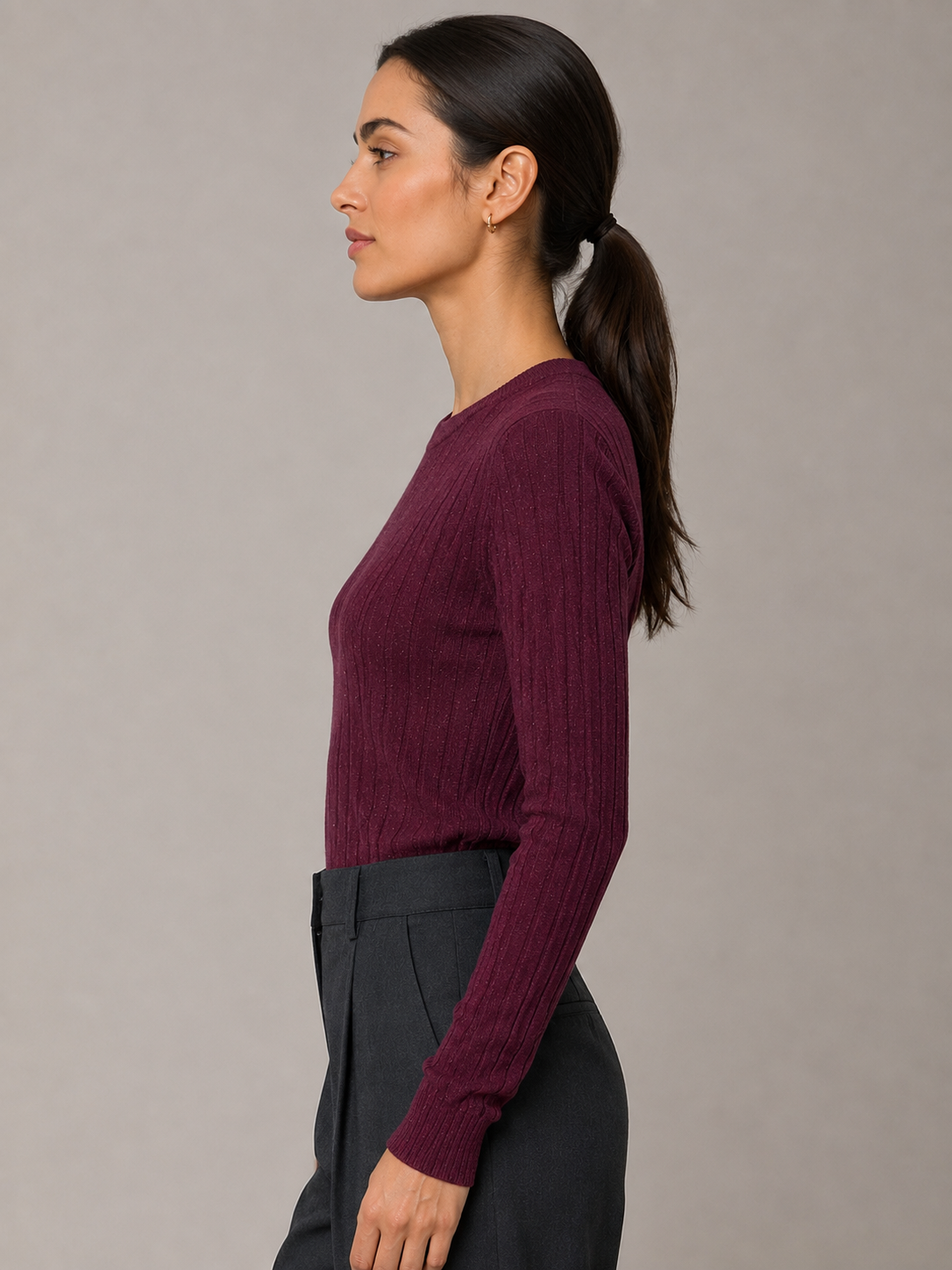 Jersey de cuello redondo con hilo lúrex