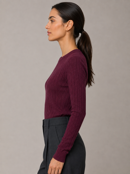 Jersey de cuello redondo con hilo lúrex