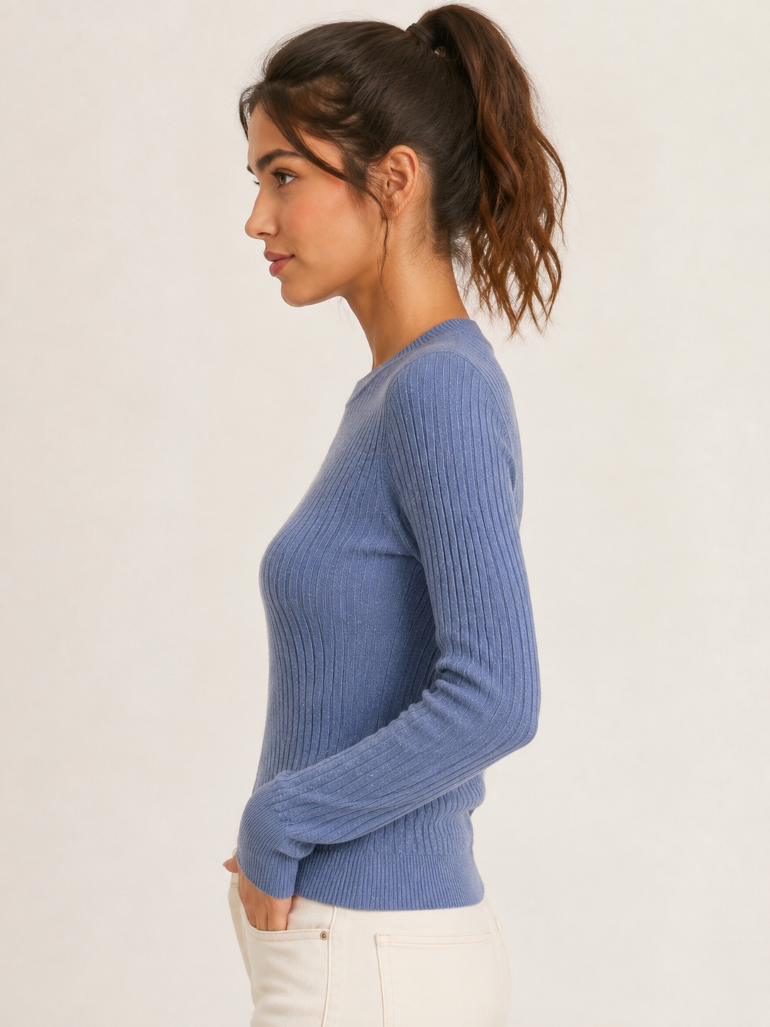 Jersey de cuello redondo con hilo lúrex