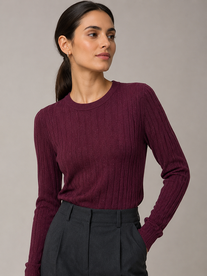 Jersey de cuello redondo con hilo lúrex
