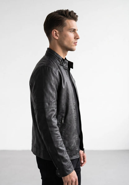 Cazadora biker efecto piel