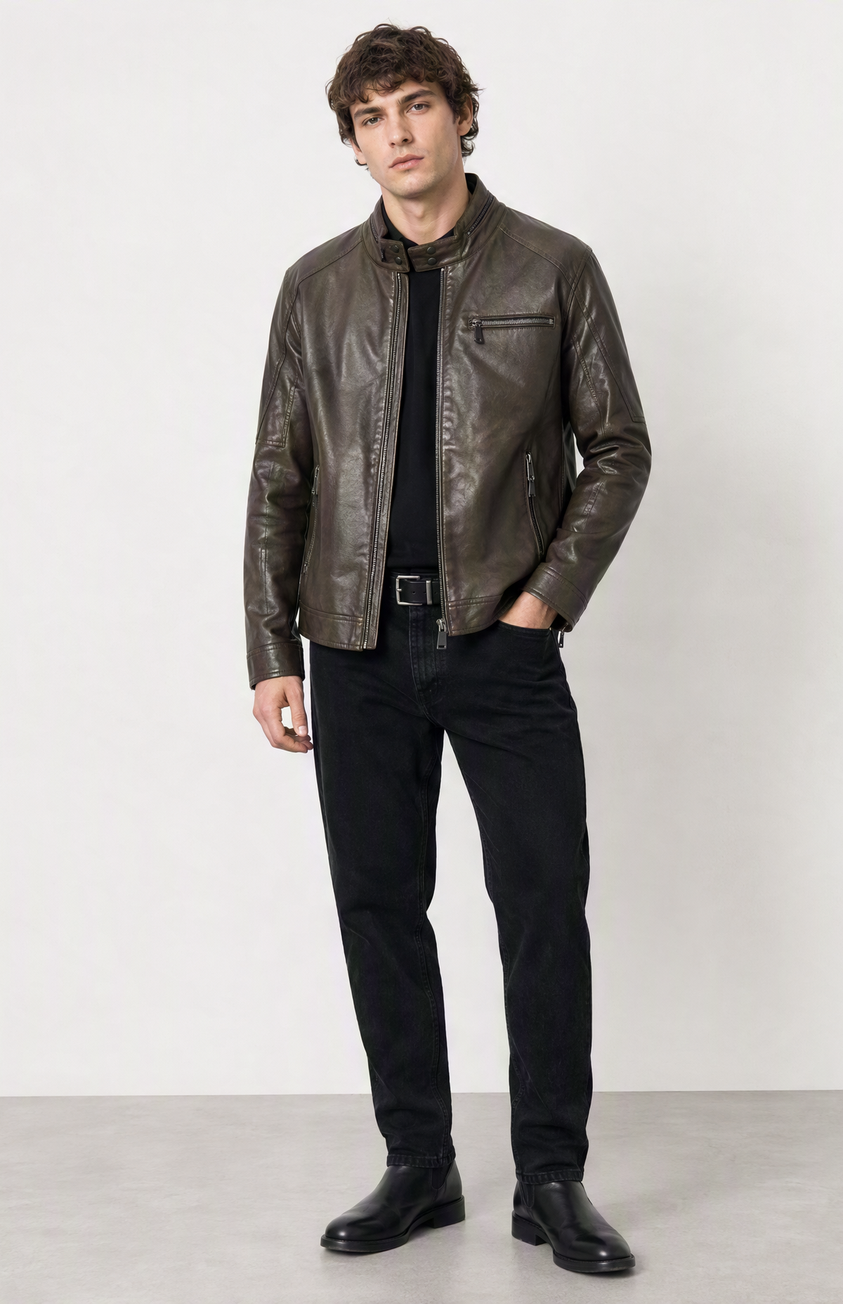 Cazadora biker efecto piel