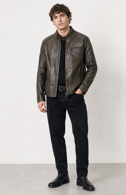 Cazadora biker efecto piel
