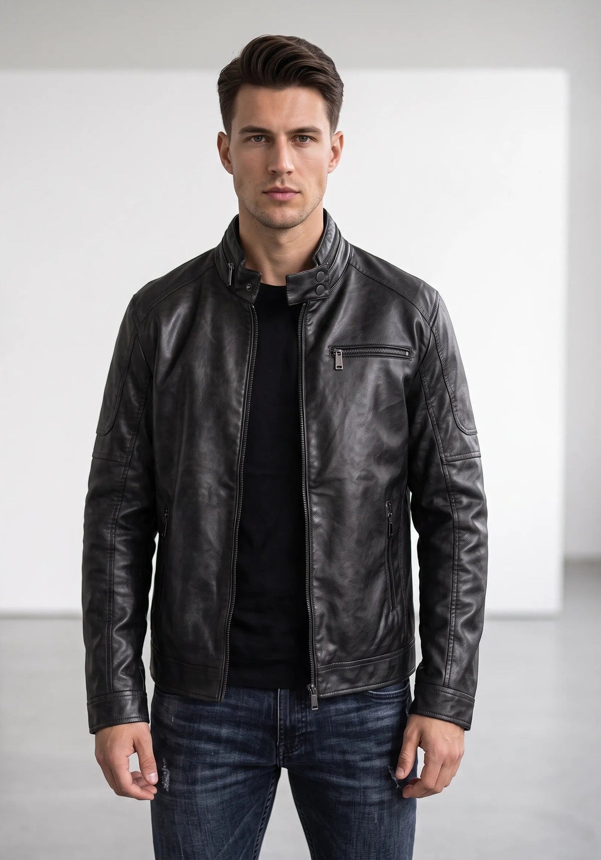 Cazadora biker efecto piel