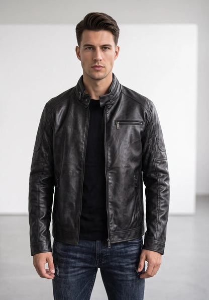 Cazadora biker efecto piel
