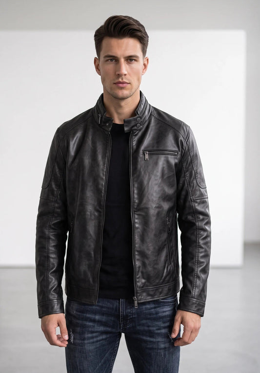 Cazadora biker efecto piel