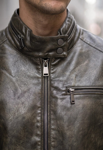 Cazadora biker efecto piel