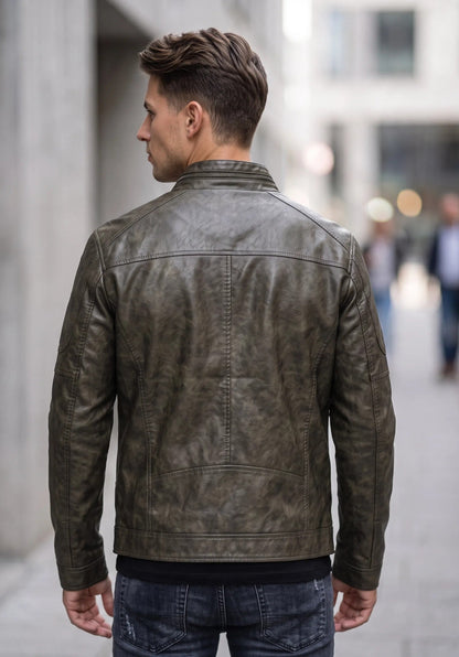Cazadora biker efecto piel