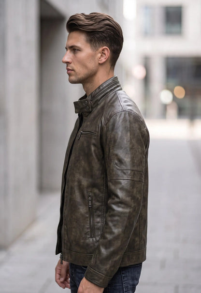 Cazadora biker efecto piel