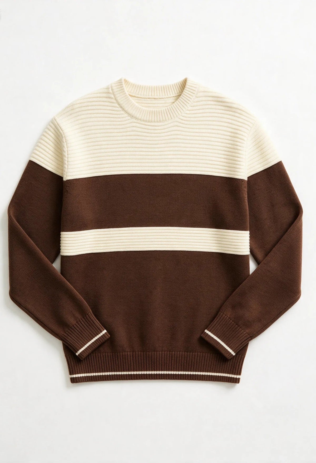 Jersey de cuello redondo estructurado a franjas