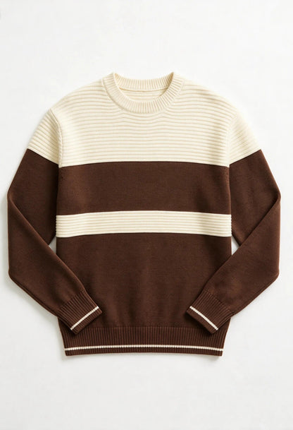 Jersey de cuello redondo estructurado a franjas